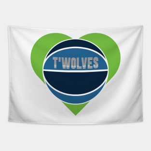 Heart Shaped Minnesota Timberwolves Basketball Tapestry