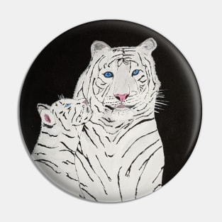 White Tiger And Cub Pin