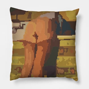 Pixel Art (Retro girl from behind) Pillow