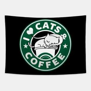 I Love Cats And Coffee Cute Cat Lover And Coffee Drinker Gift Tapestry