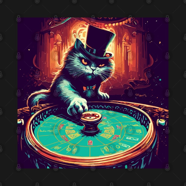 Cat roulette gambling meme by TomFrontierArt