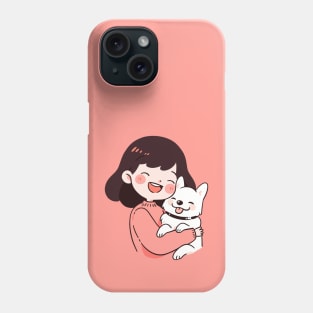 Just a Girl with her dog illustration II Phone Case