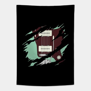 Ripped Electric Guitar Offset Style Surf Green Color Tapestry