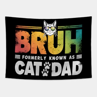 Bruh Formerly Known As Cat Dad Funny Fathers Day Cat Dad Tapestry