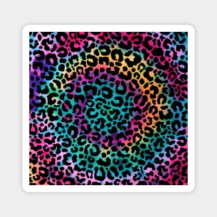 Cute Rainbow Tie Dye Boho Leopard Print Magnet