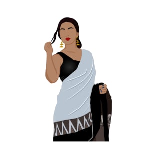 Faceless Indian woman in saree and sleeveless black blouse T-Shirt