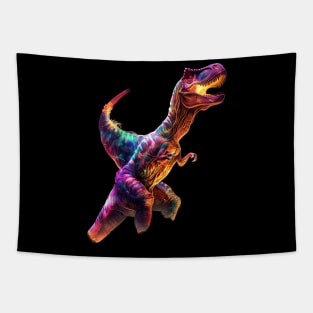 Cat Dinosaur Duel Tapestry