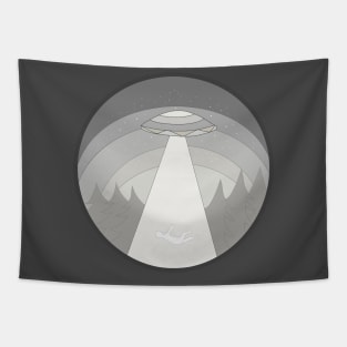 Human being abducted by a UFO Tapestry