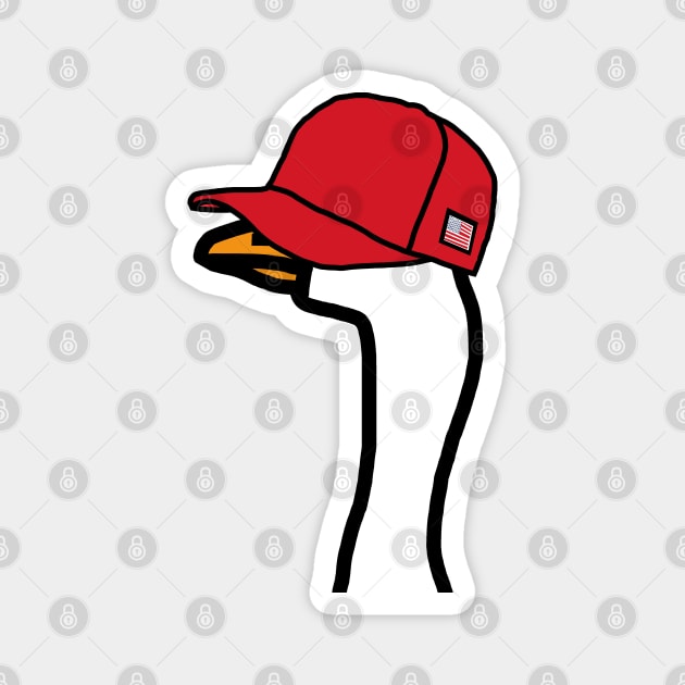 Politics Portrait Goose Wearing Stolen Red Hat Magnet by ellenhenryart