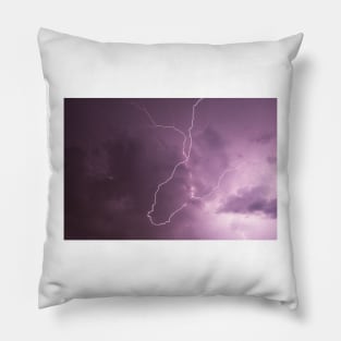 Lightning in storm cloud at night Pillow