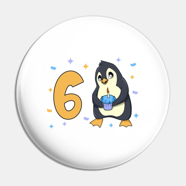 I am 6 with penguin - kids birthday 6 years old Pin by Modern Medieval Design