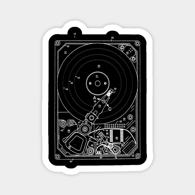 Hard Disk Drive Vintage Patent Drawing Magnet by TheYoungDesigns