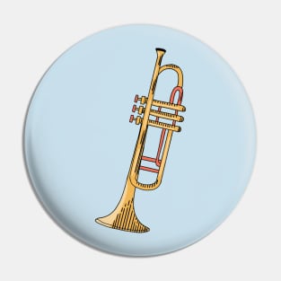 Trumpet Hand Drawn Line Art Musical Instrument Pin