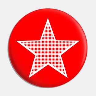 Red and White Gingham Star Pin