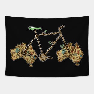 Australian Bike For Aussie Bikers with Map of Australia, Retro Vintage Australian Bicycle, Artistic Aesthetic Australian Map Art Pun For Cyclist And Cycling Lovers Mom Dad And Racers or Bikers Tapestry