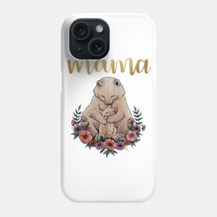 Watercolor Mothers Day Mama Bear with Cub and Flowers Phone Case