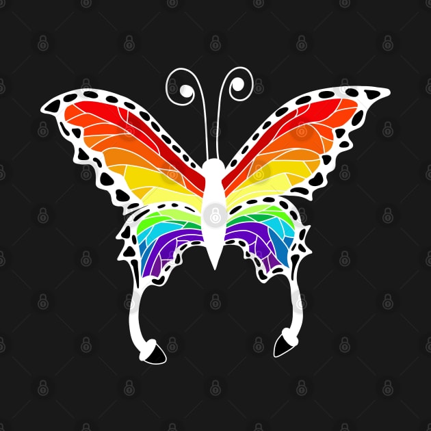 White Winged Rainbow Stained-Glass Style Butterfly by yellowkats