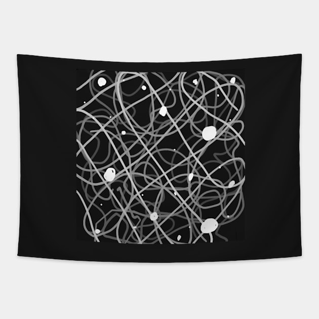 Greyscale scribbles Tapestry by DancingCreek