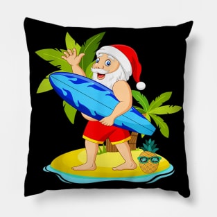 Santa Summer Christmas In July Beach Pillow