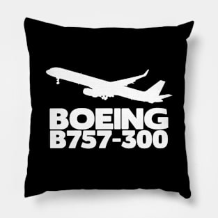 Boeing B757-300 Silhouette Print (White) Pillow