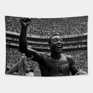 Pelé Brasil Black and White Photo Tapestry