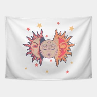 Star child of the moon and sun (matte grey bg, matte 1 version) Tapestry