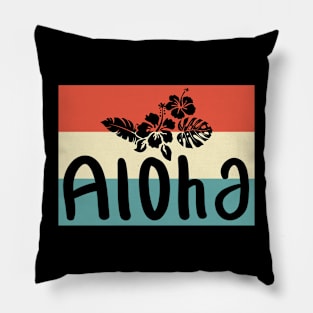 Aloha Flowers Hawaiian Funny vintage Hawaii Beach Pillow