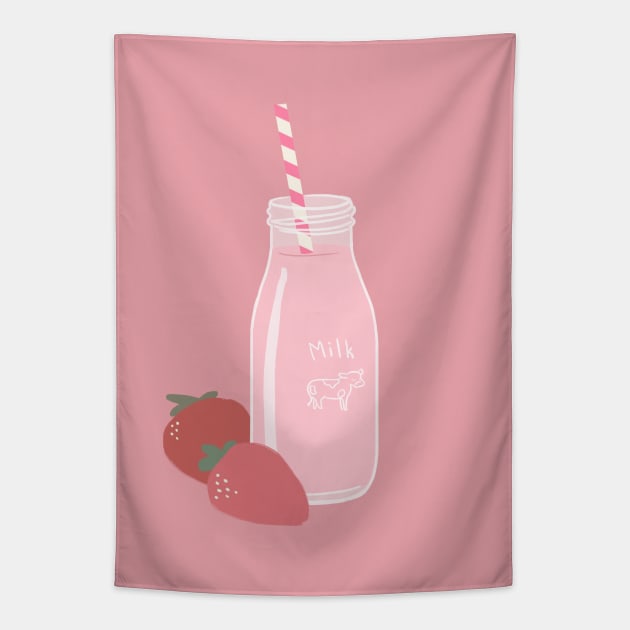 Strawberry Milk Tapestry by littlemoondance