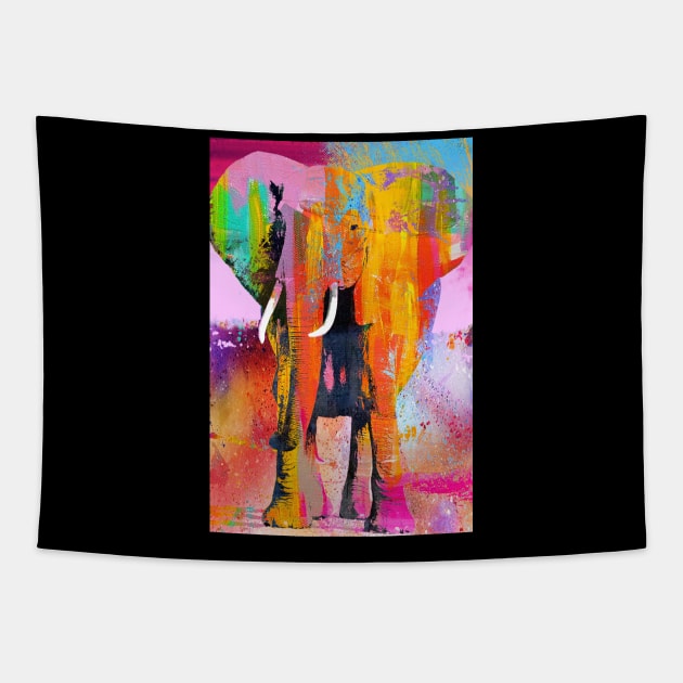 Jumbo African Elephant Colorful Pop Art Tapestry by Pop Factory