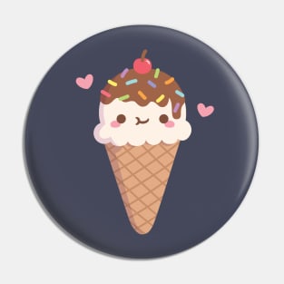 Cute Ice Cream With Rainbow Sprinkles Pin