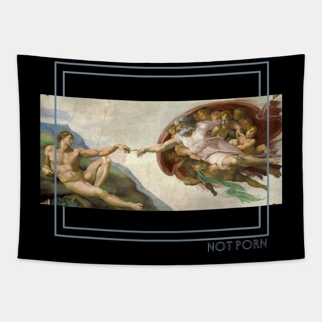 Michelangelo's Creation of Adam is NOT PORN Tapestry by TJWDraws