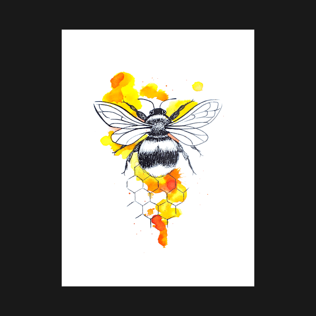 Bumble Bee Kind Watercolour by InkySwallows