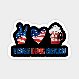 Peace Love Merica 4th of July American Flag Magnet