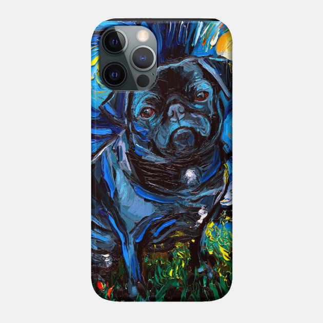 Black Pug Night - Pug - Phone Case