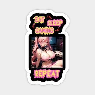 Eat Sleep Gaming Repeat Anime Girl Magnet