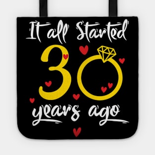 Wedding Anniversary 30 Years Together Golden Family Marriage Gift For Husband And Wife Tote