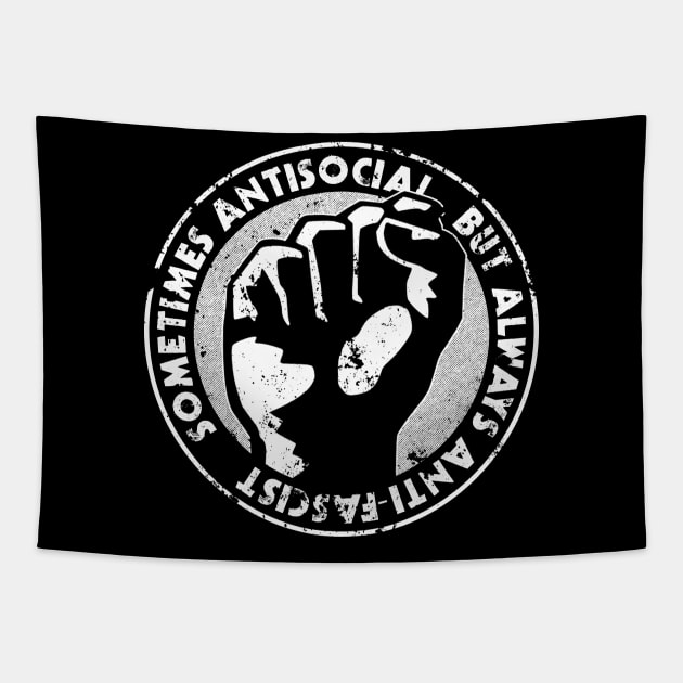 Sometimes Antisocial Always Anti-Facist Anti-Nazi Anti-Evil Tapestry by alxmd