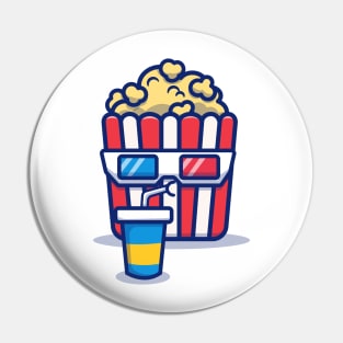 Cute Popcorn Drinking Soda Pin