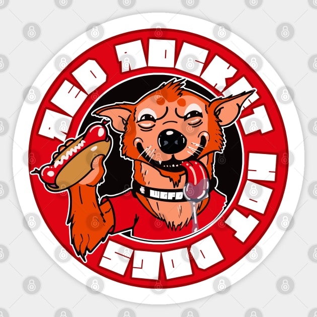 Opdatering national flag metal Red Rocket Hot Dogs - Humor - Sticker | TeePublic