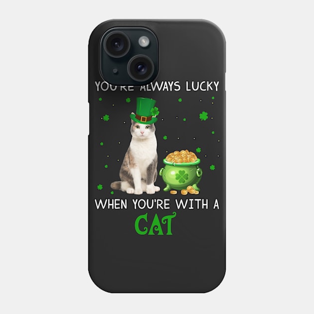 Always Lucky When You_re With A Cat T-shirt Phone Case by Elsie