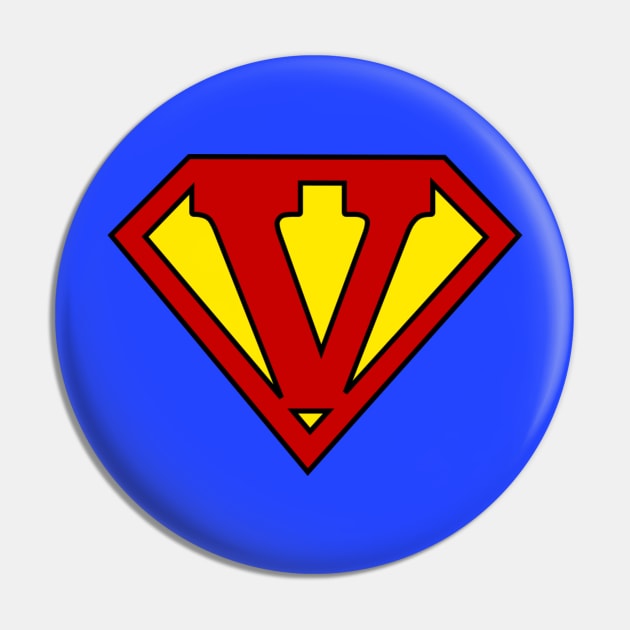 Superhero Symbol Letter V Pin by NextLevelDesignz