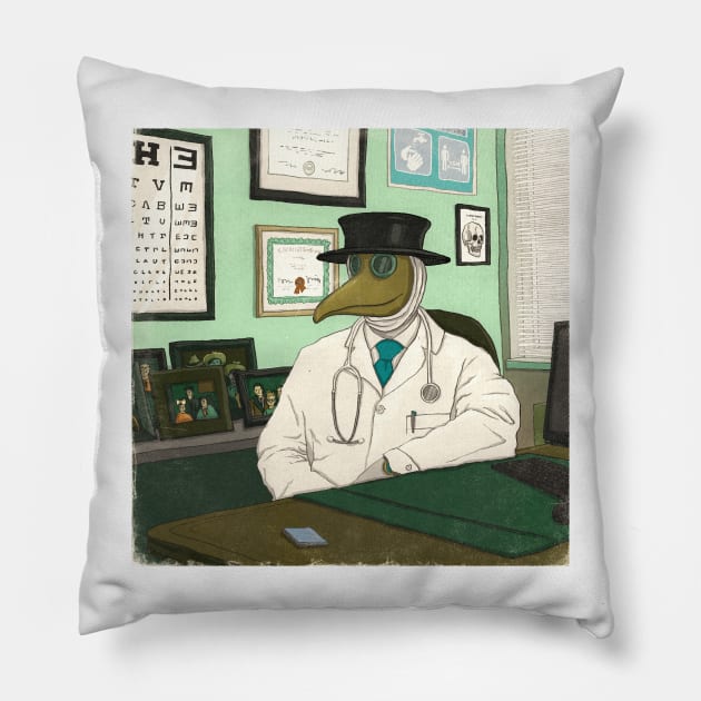 21st century plague doctor Pillow by jurjenbertens