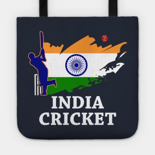 India Cricket With Indian Flag Brush Stroke Tote