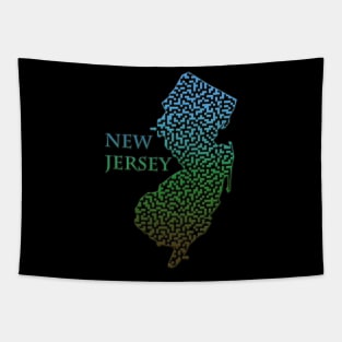 New Jersey State Outline Maze & Labyrinth Tapestry