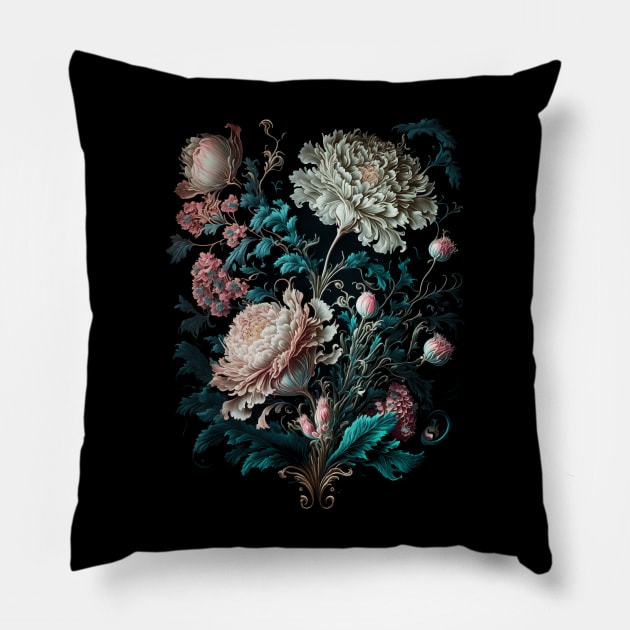 Baroque Bouquet #2 Pillow by Bear Face Studios