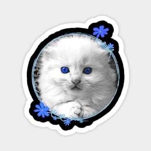 White Kitten Portrait Magnet