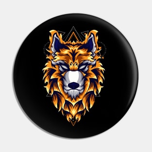 golden wolf rainbow Pin