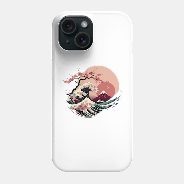 Japanese Cherry Blossom X The Great Wave off Kanagawa Phone Case by JammyPants