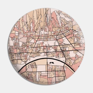 Zagreb Map Pattern in Soft Pink Pastels Pin