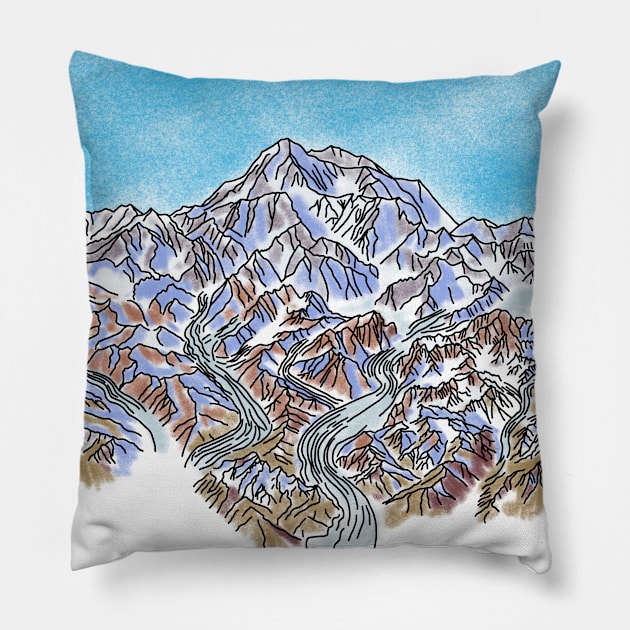 Denali Landscape Pillow by CorrieMick